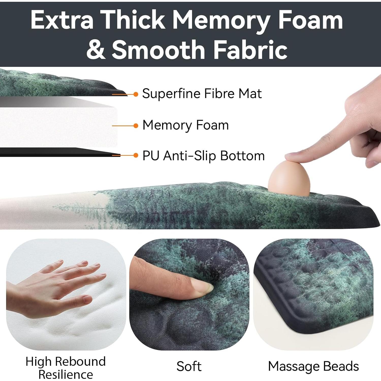 Juego de Reposamuñecas y Alfombrilla Ergonómica Ospelelf Verde