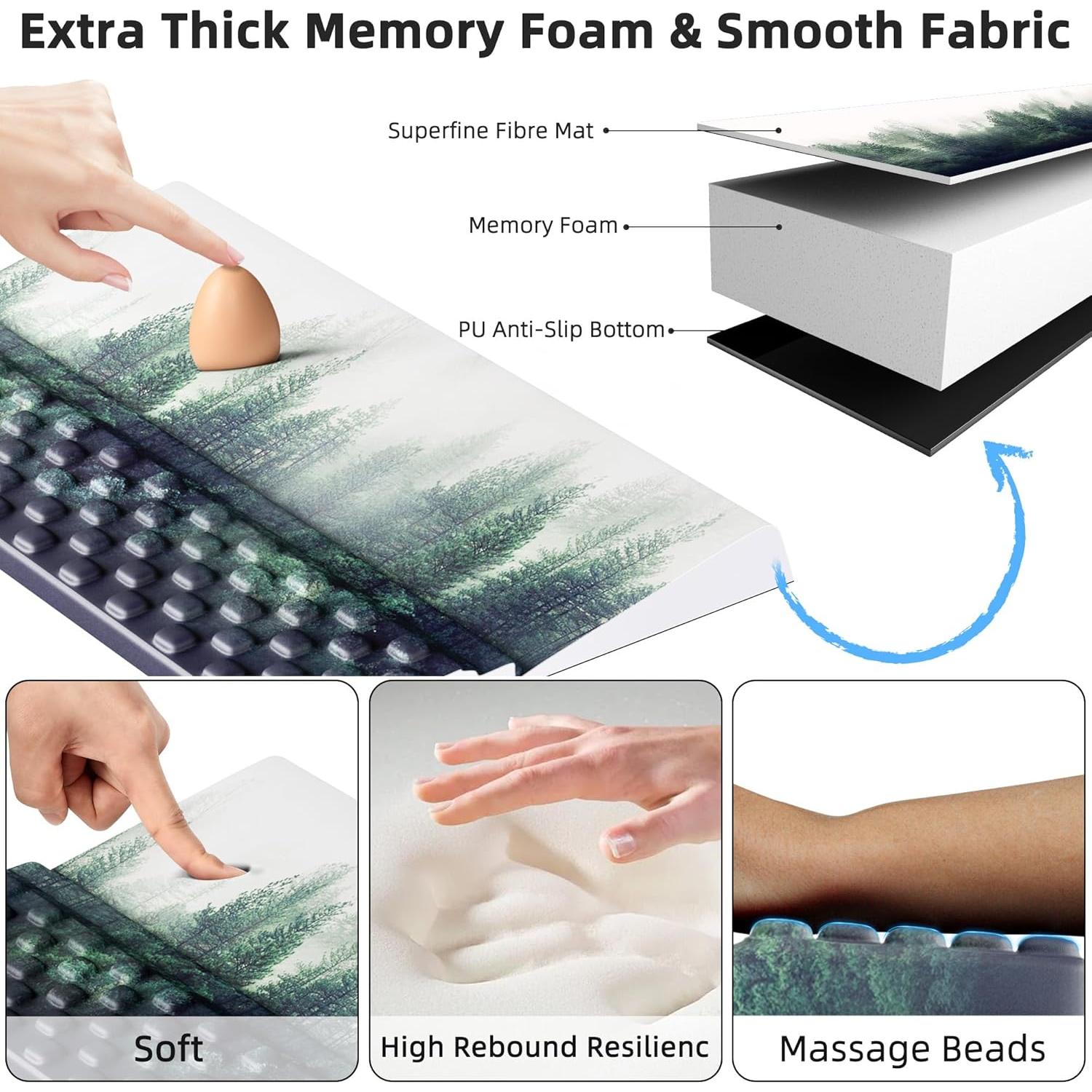 Juego de Reposamuñecas y Alfombrilla Ergonómica Ospelelf Verde