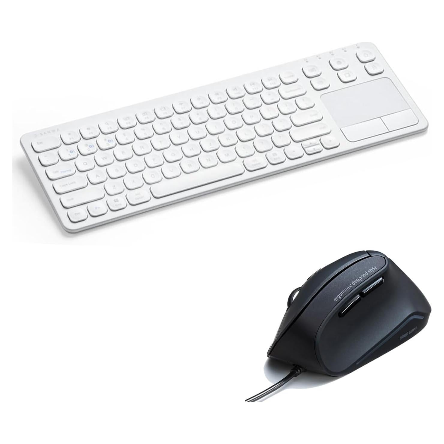 Teclado Bluetooth SANWA 3 Dispositivos con Touchpad y Ratón Ergonómico