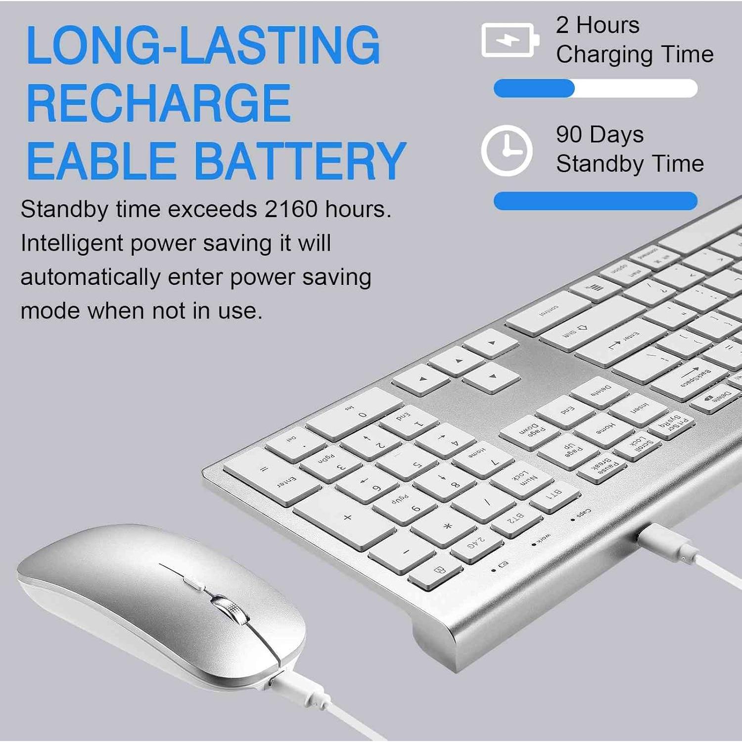 Combo Teclado y Ratón Inalámbrico UrbanX Blanco Recargable