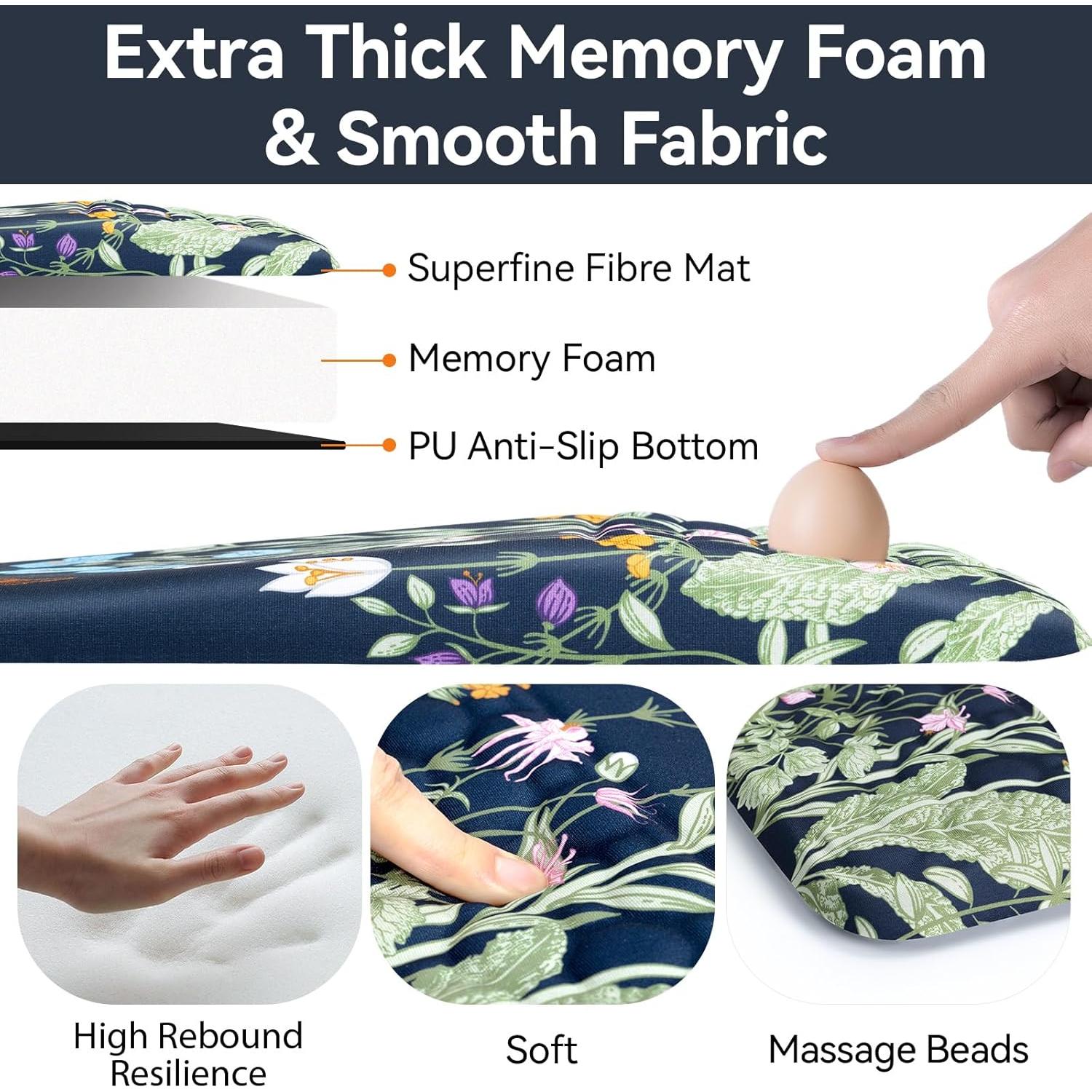 Almohadilla ergonómica Ospelelf con mousepad floral extra grande