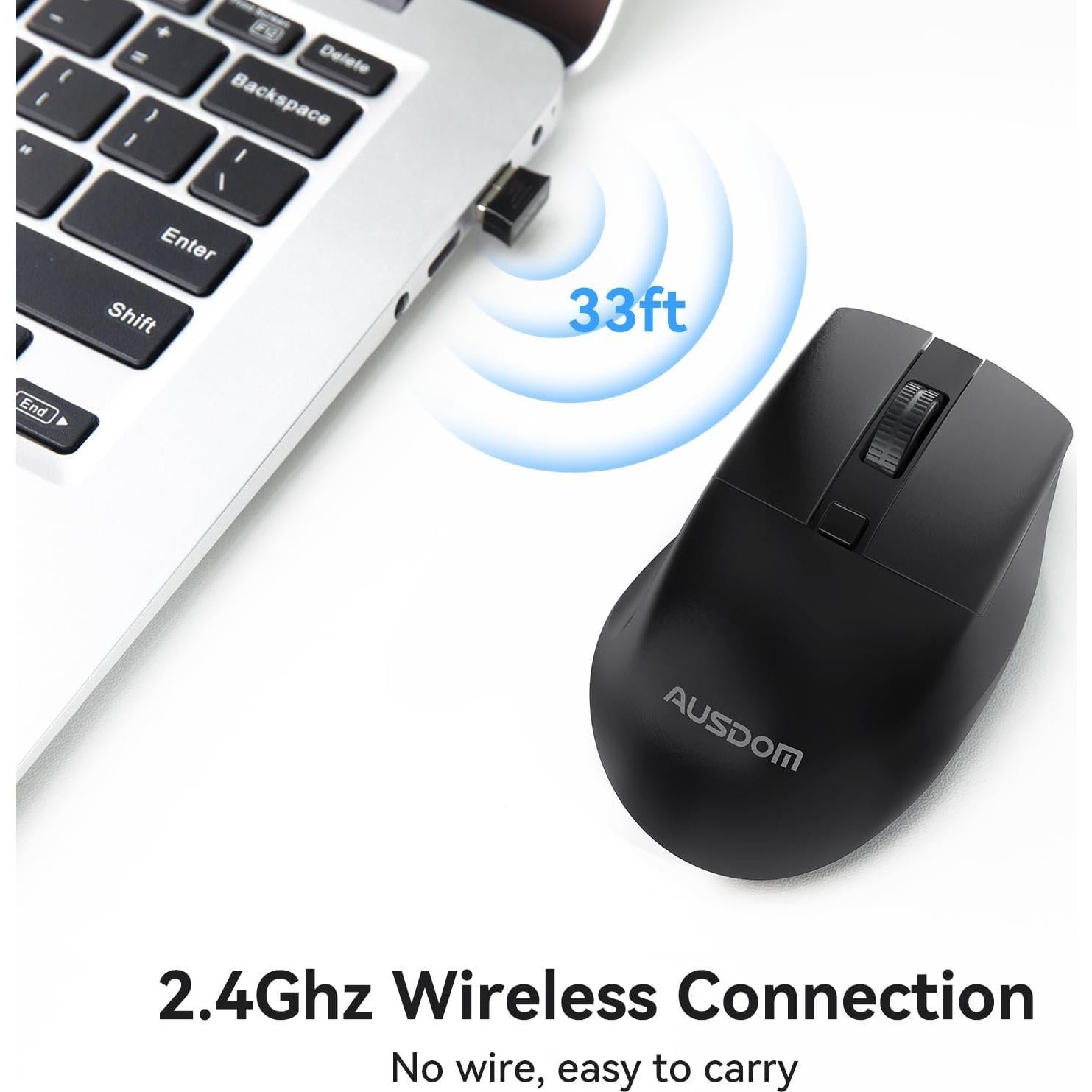 Teclado Inalámbrico Bluetooth AUSDOM + Ratón Ergonómico USB