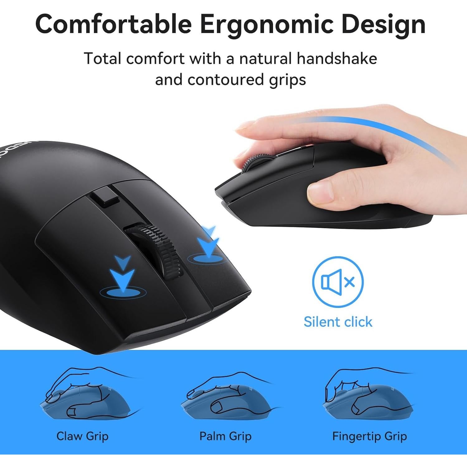 Teclado Inalámbrico Bluetooth AUSDOM + Ratón Ergonómico USB