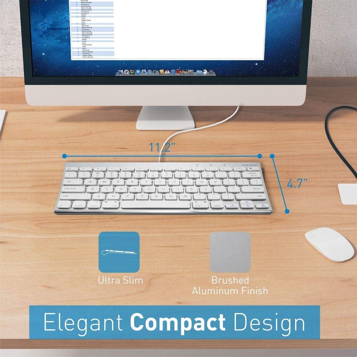 Teclado Mini con Cable Macally + Ratón Silencioso + Soporte Ergonómico