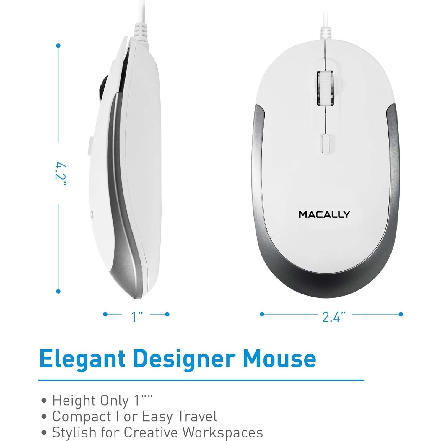 Teclado Mini con Cable Macally + Ratón Silencioso + Soporte Ergonómico