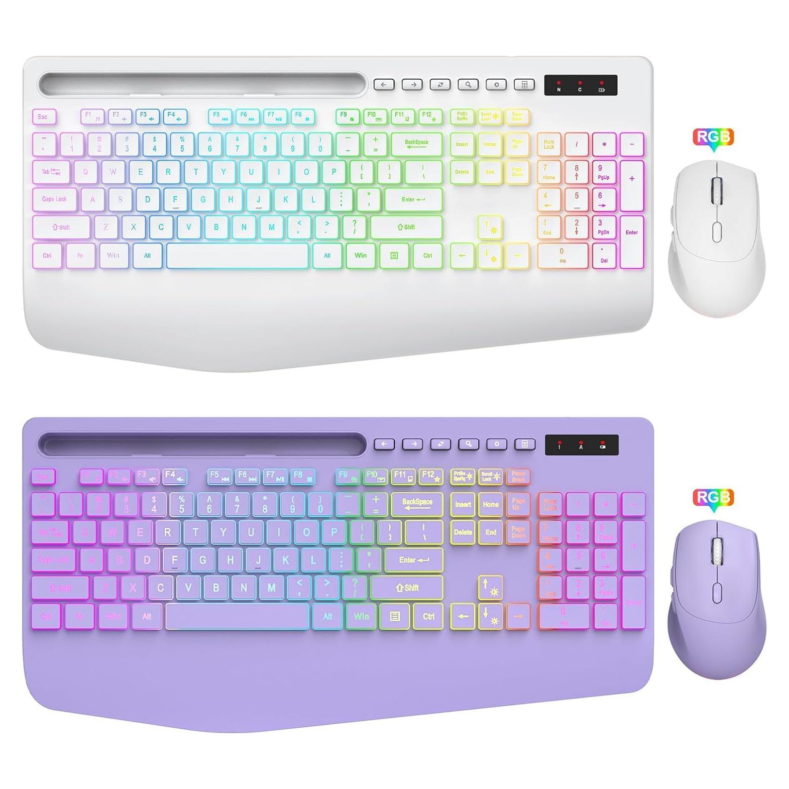 Combo Teclado y Ratón Inalámbrico SABLUTE Ergonómico Retroiluminado