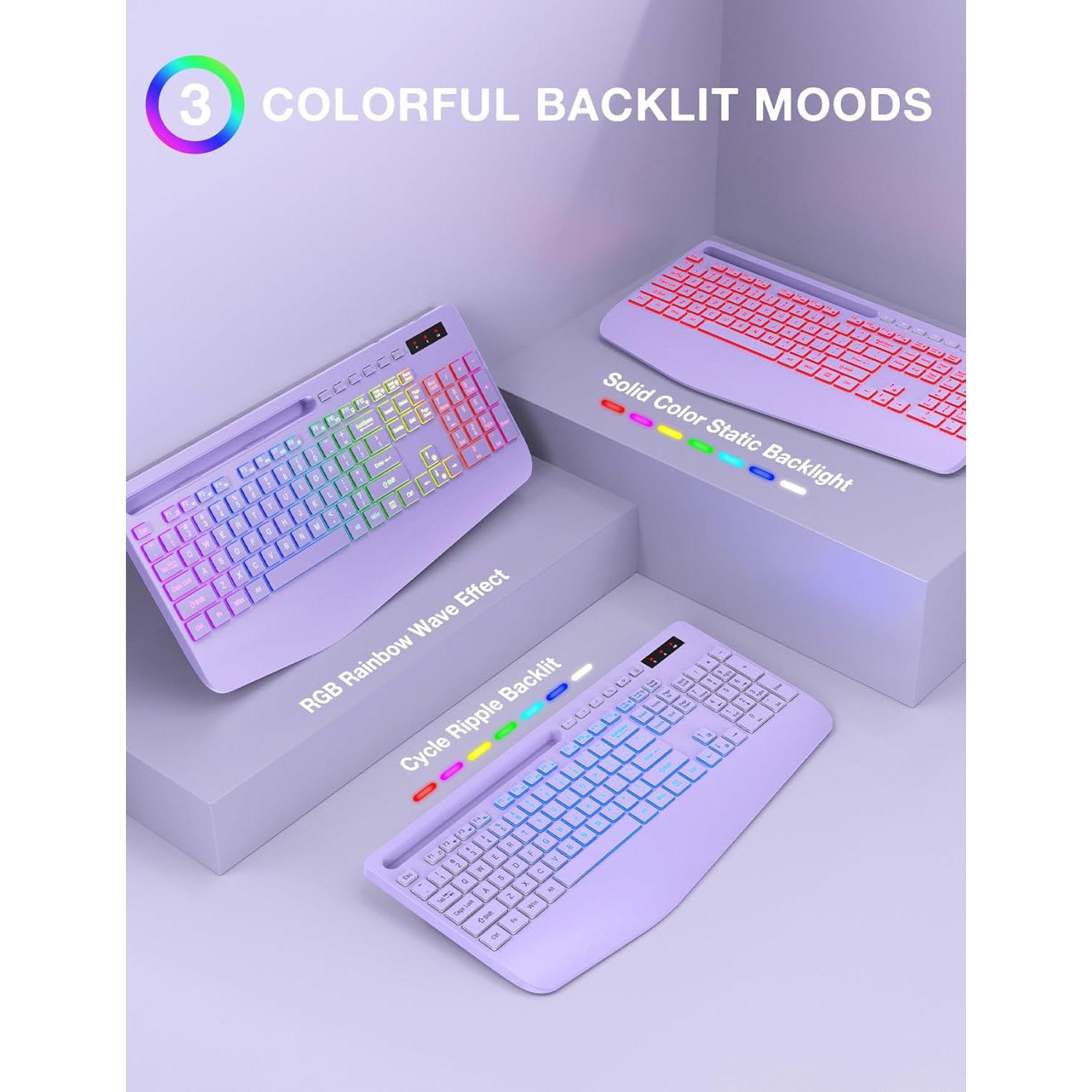 Combo Teclado y Ratón Inalámbrico SABLUTE Ergonómico Retroiluminado