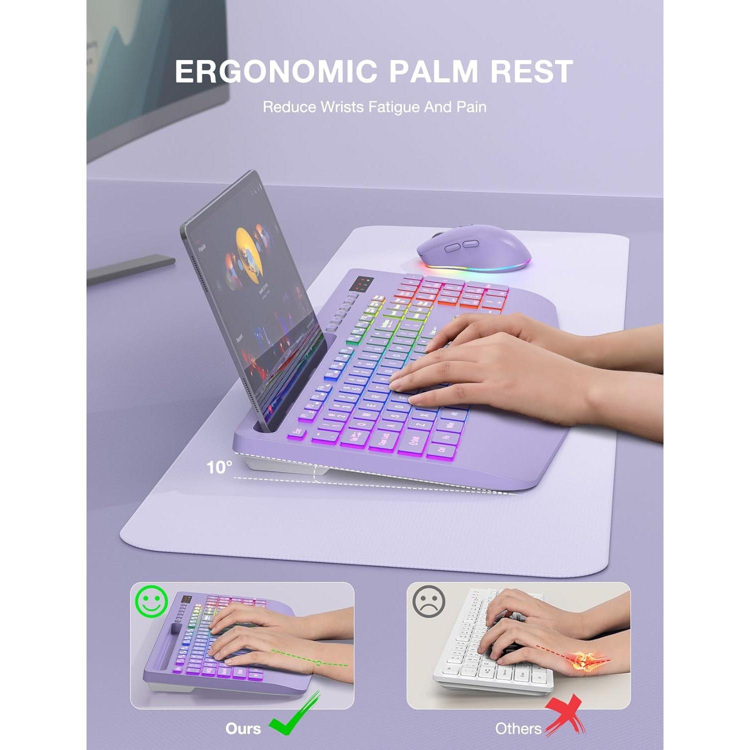 Combo Teclado y Ratón Inalámbrico SABLUTE Ergonómico Retroiluminado