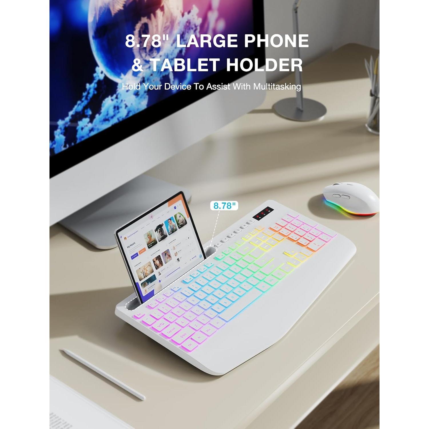 Combo Teclado y Ratón Inalámbrico SABLUTE Ergonómico Retroiluminado