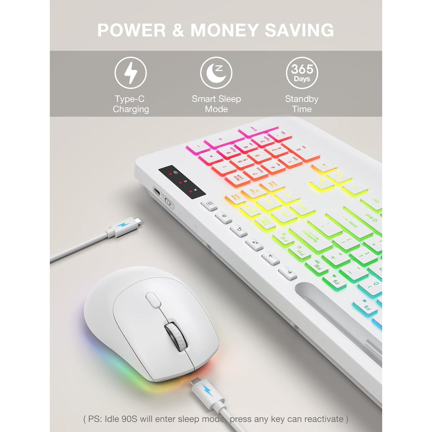 Combo Teclado y Ratón Inalámbrico SABLUTE Ergonómico Retroiluminado