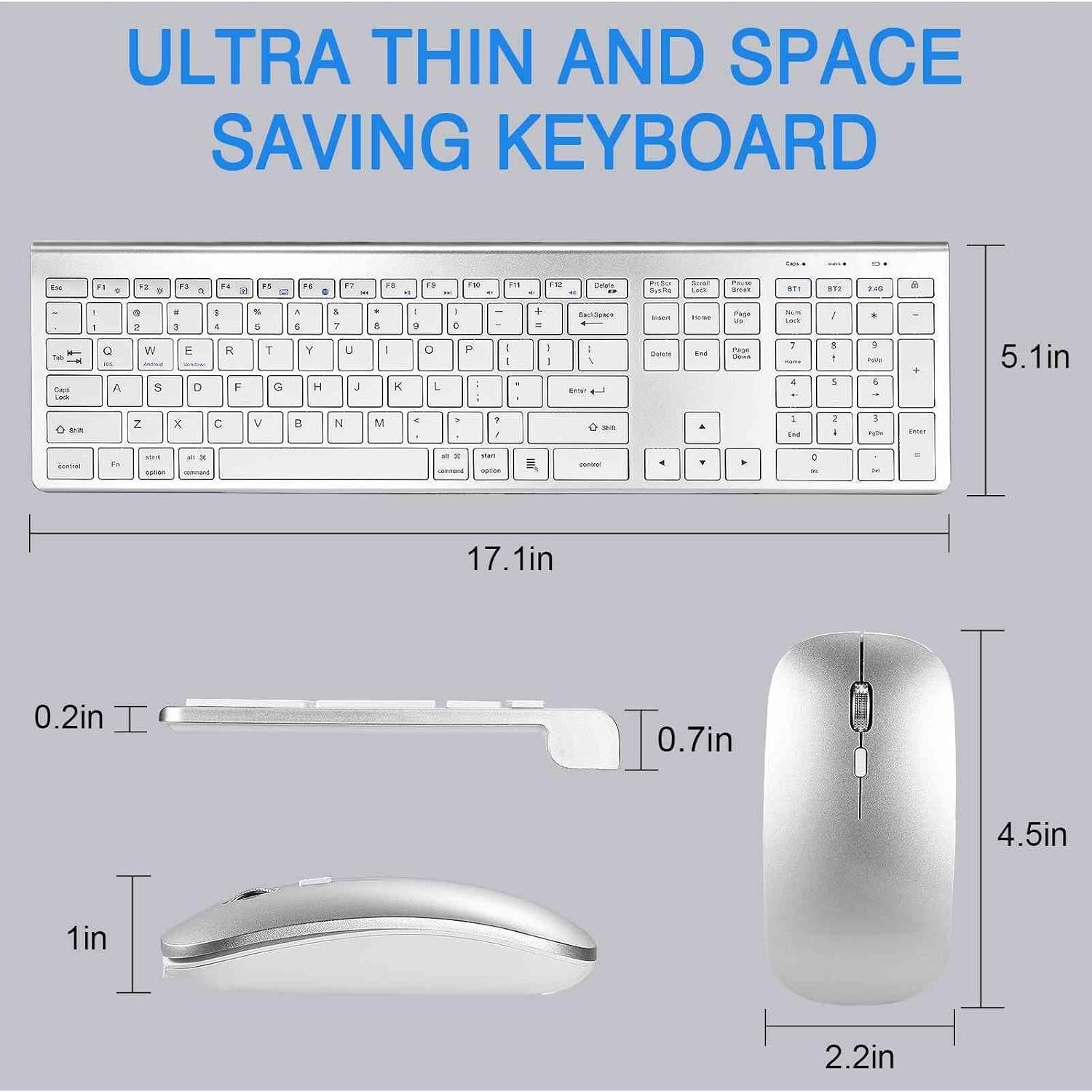 Combo Teclado y Ratón Inalámbrico UrbanX Blanco Recargable
