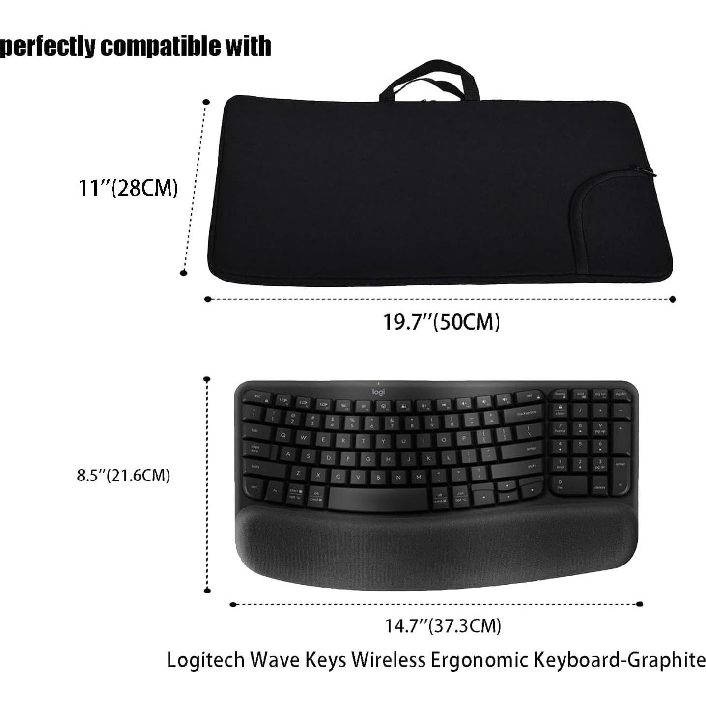 Funda de Viaje Neopreno para Teclado Logitech Wave 50x28cm