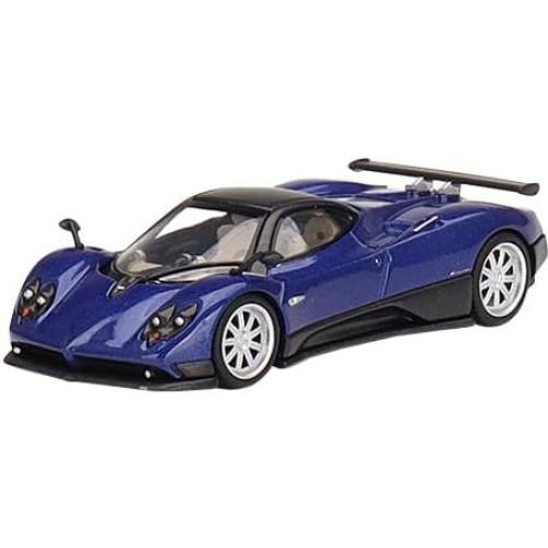 Pagani Zonda F Blu Argentina Blue Metallic with Black Top Limited Edition to 3000 Pieces Worldwide 1/64 Diecast Model Car by True Scale Miniatures MGT00408