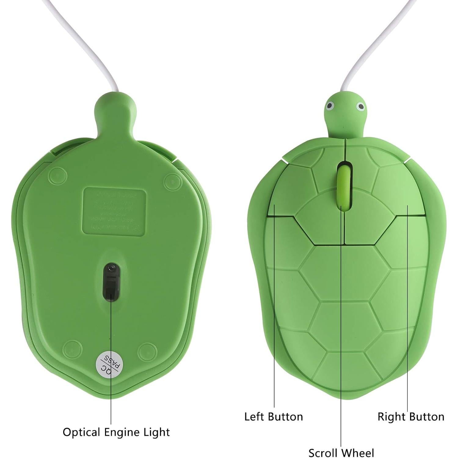 Ratón Óptico USB Elec Espacio Tortuga Verde 1200DPI 1.3m