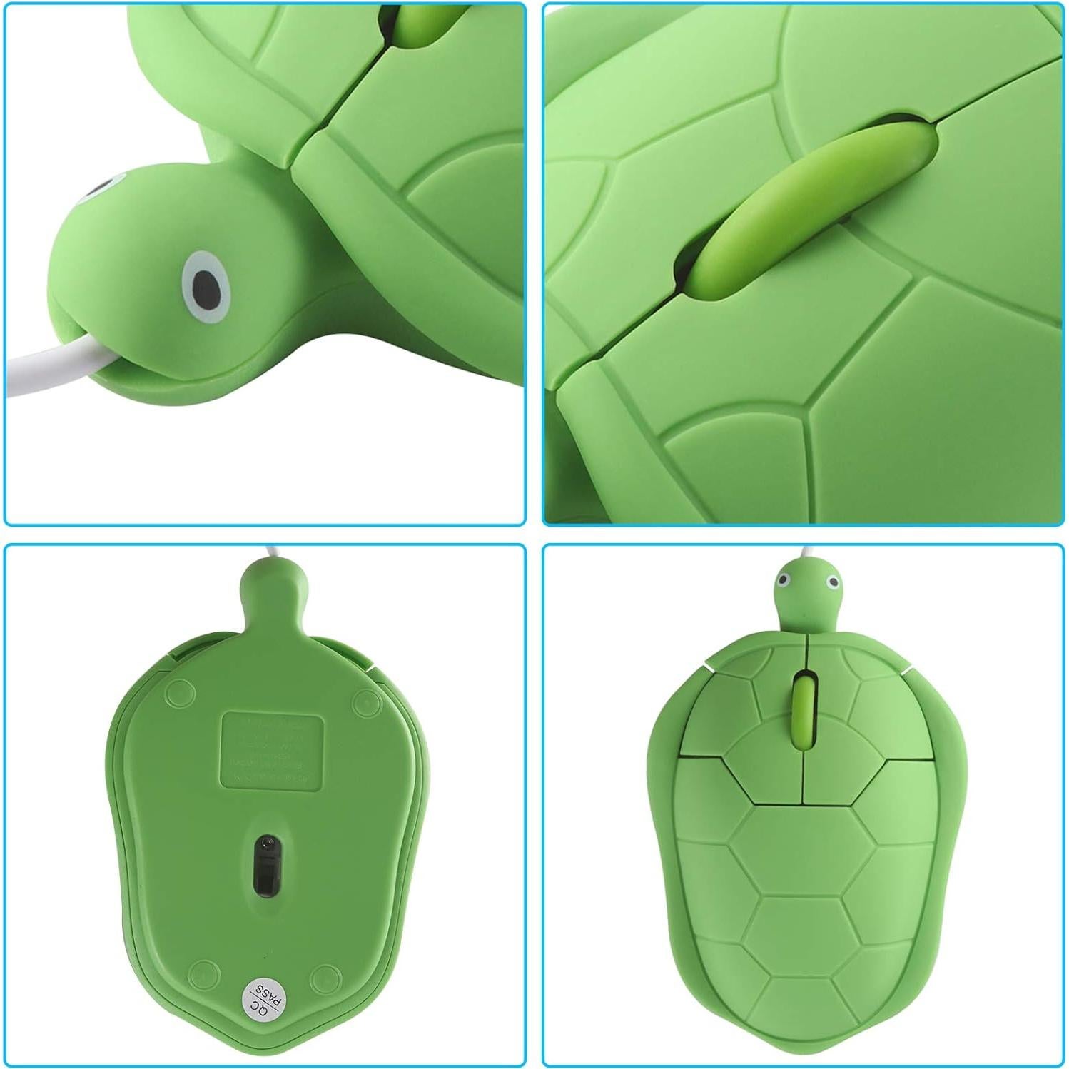 Ratón Óptico USB Elec Espacio Tortuga Verde 1200DPI 1.3m