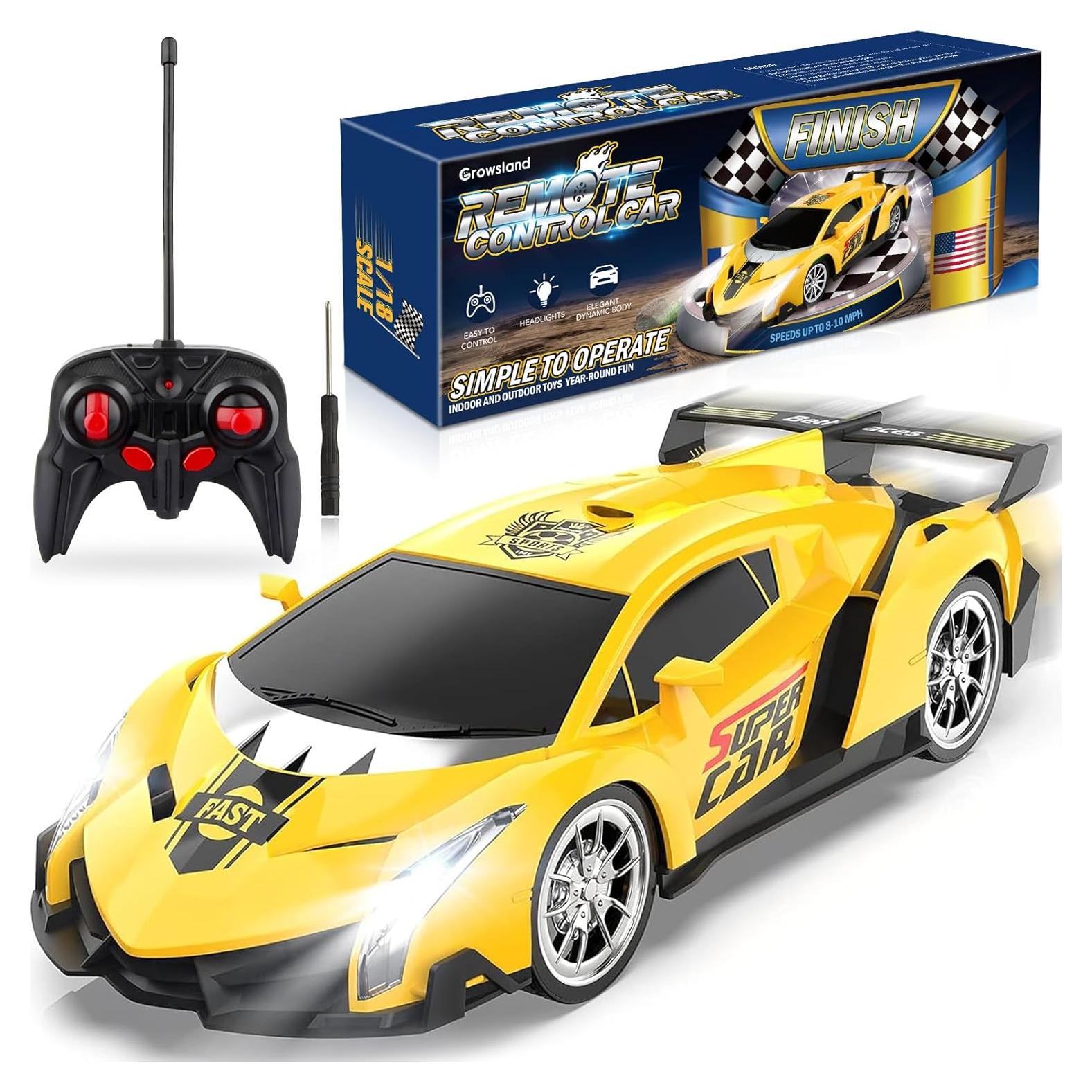 Coche de Control Remoto Growsland RC 1:18 Amarillo para Niños