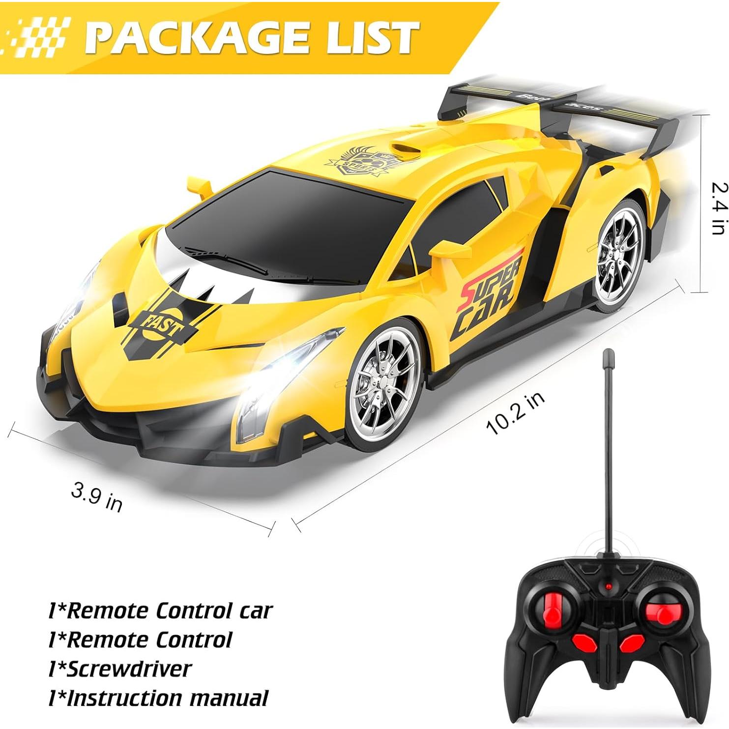 Coche de Control Remoto Growsland RC 1:18 Amarillo para Niños