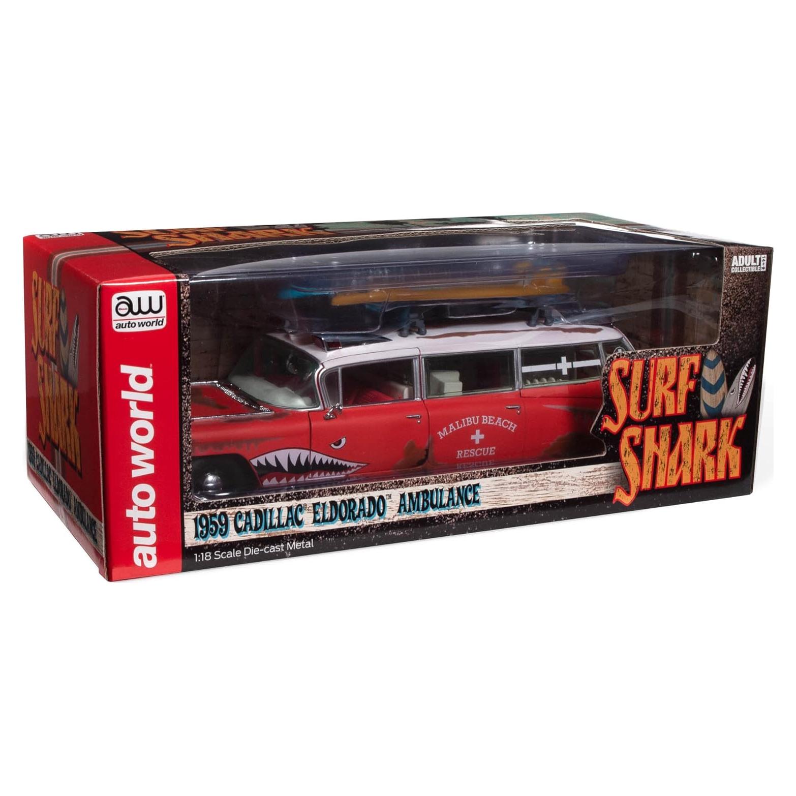 Auto World Cadillac Eldorado Ambulancia 1:18 Diecast Rojo Mate