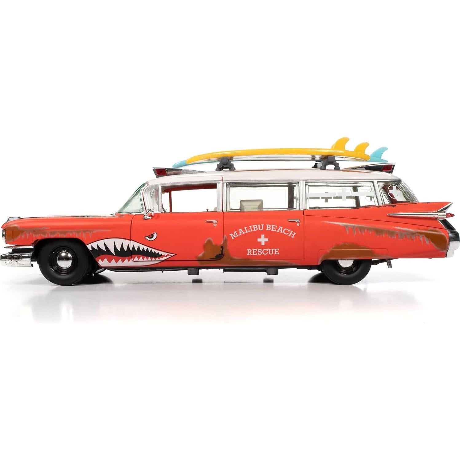 Auto World Cadillac Eldorado Ambulancia 1:18 Diecast Rojo Mate