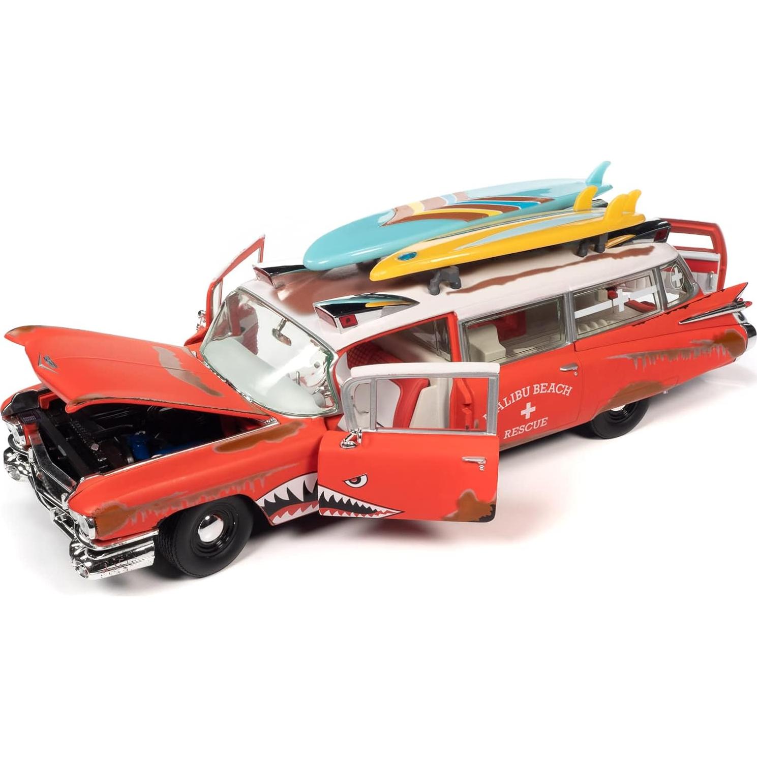 Auto World Cadillac Eldorado Ambulancia 1:18 Diecast Rojo Mate