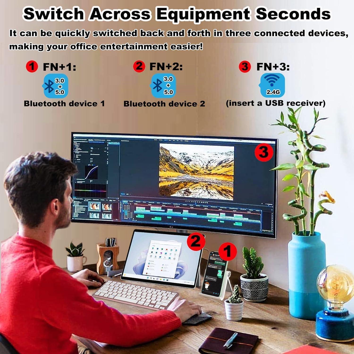 Combo Teclado y Ratón Inalámbrico NOLIEE USB y Bluetooth