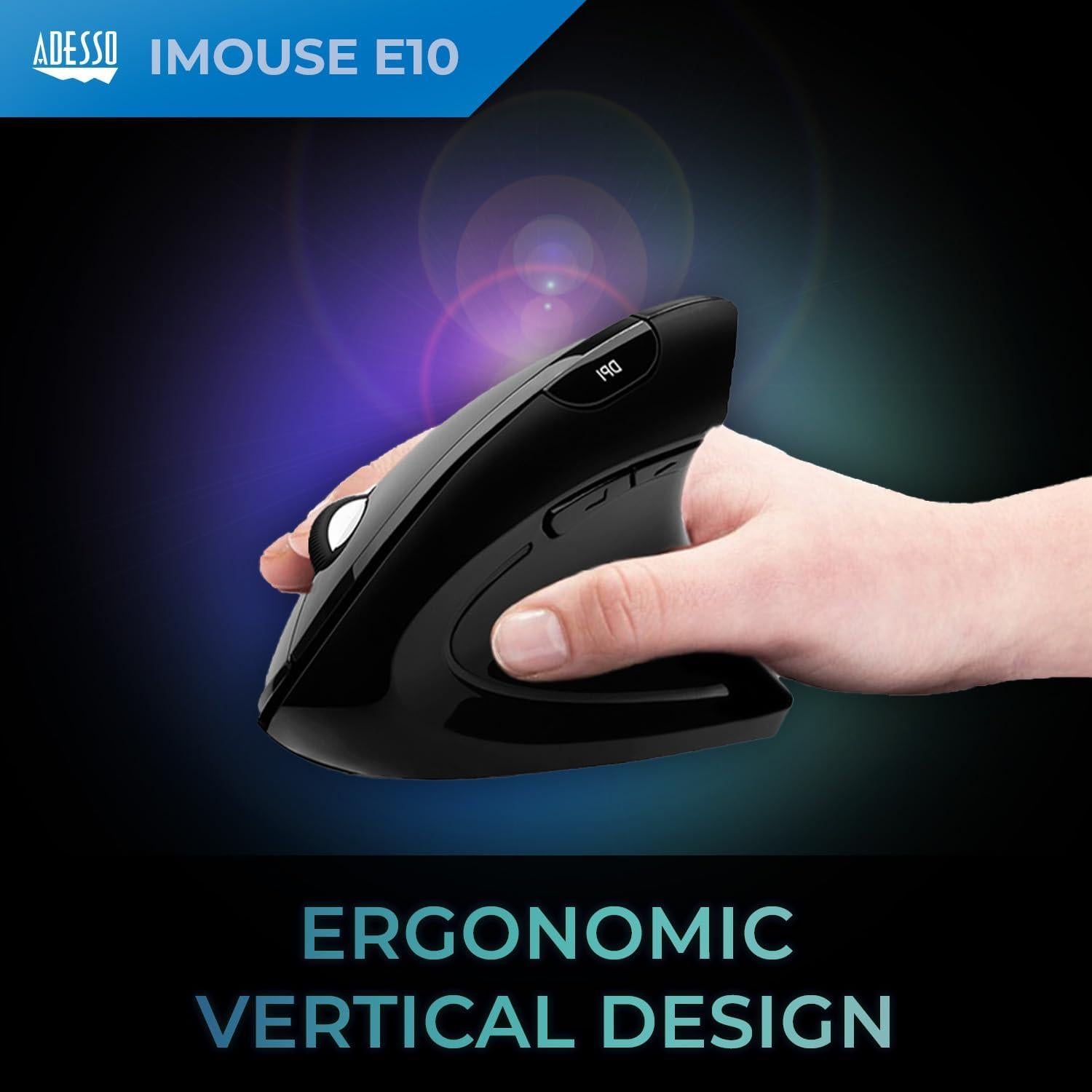 Ratón Óptico Ergonómico Vertical Inalámbrico Adesso iMouse E10