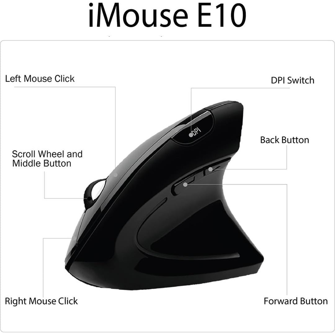 Ratón Óptico Ergonómico Vertical Inalámbrico Adesso iMouse E10