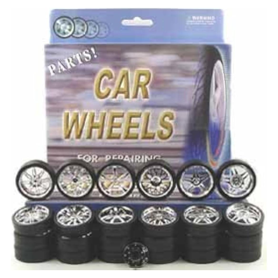 Ruedas de Repuesto YMCtoys para Coche a Escala 1:24 Cromadas