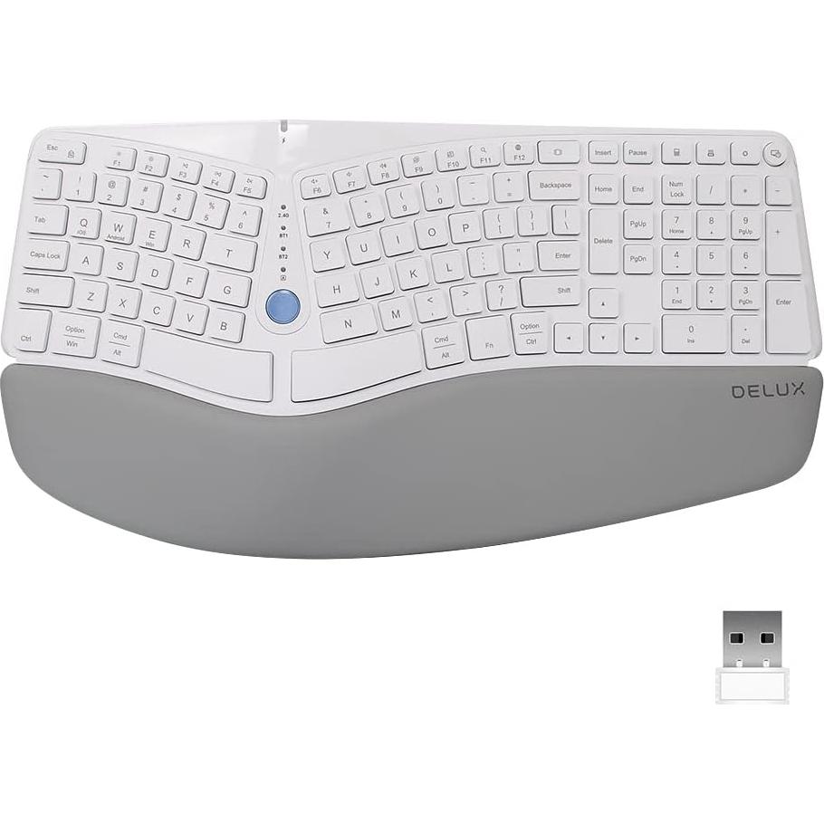 Combo Teclado Ergonómico Inalámbrico DeLUX GM901D y Ratón M618Mini