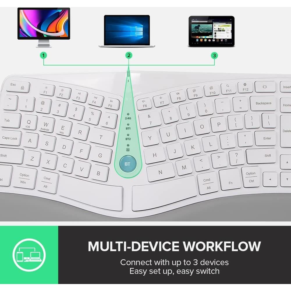 Combo Teclado Ergonómico Inalámbrico DeLUX GM901D y Ratón M618Mini