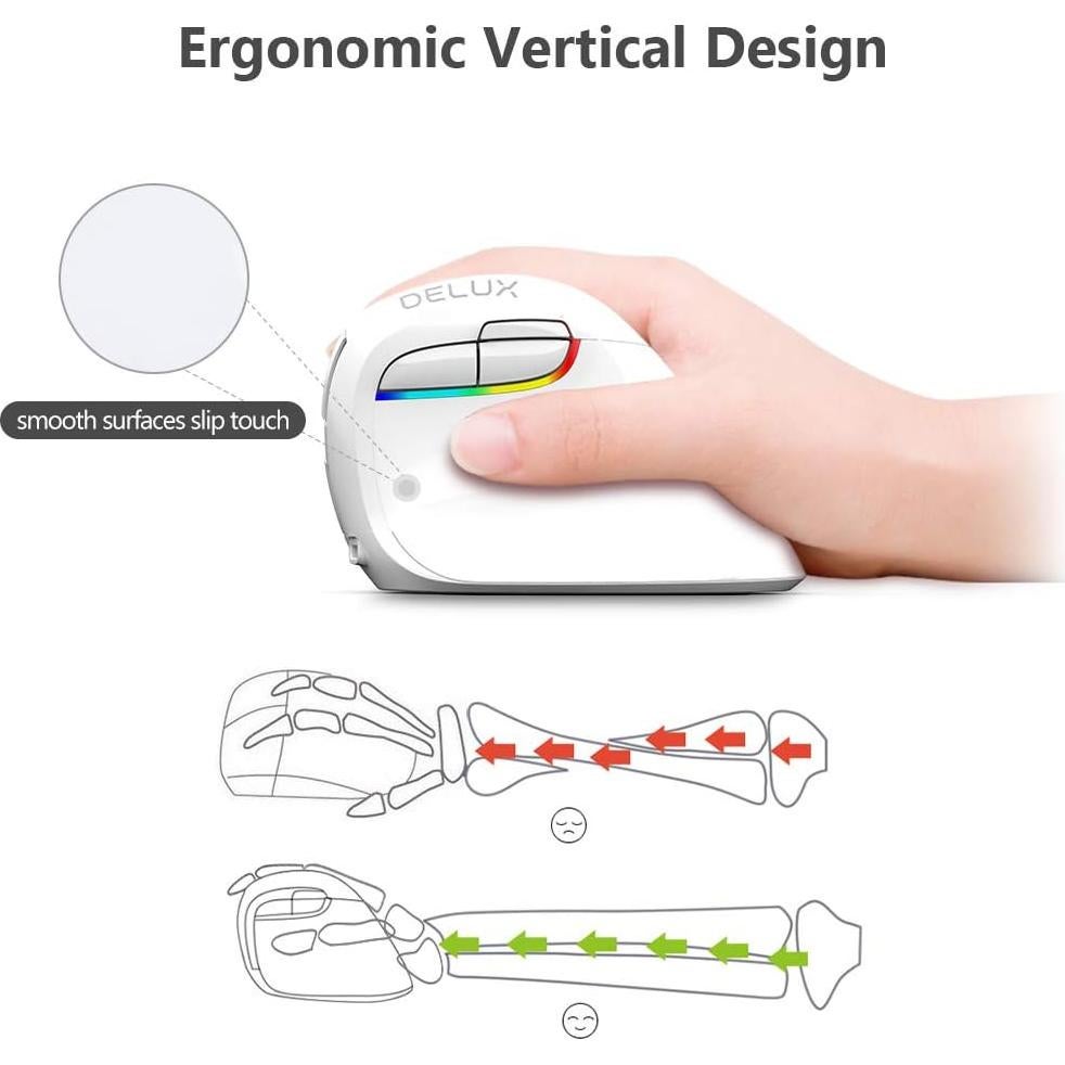 Combo Teclado Ergonómico Inalámbrico DeLUX GM901D y Ratón M618Mini