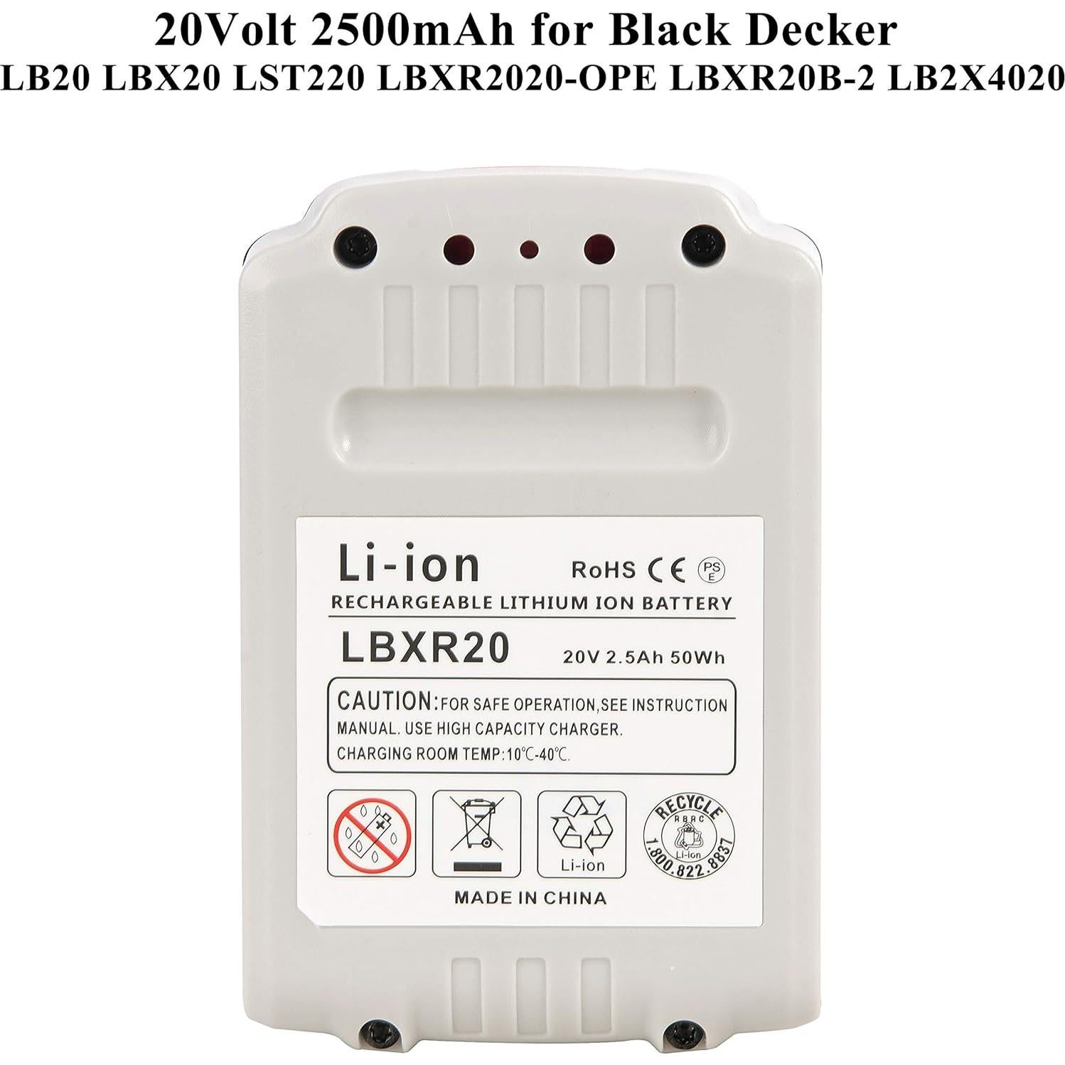 Batería de Litio 20V y Cargador Cell9102 para Black+Decker