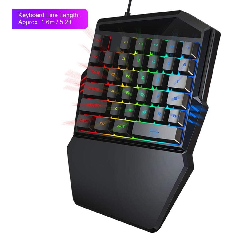 Teclado para Juegos con una Mano T angxi V100 USB Retroiluminado