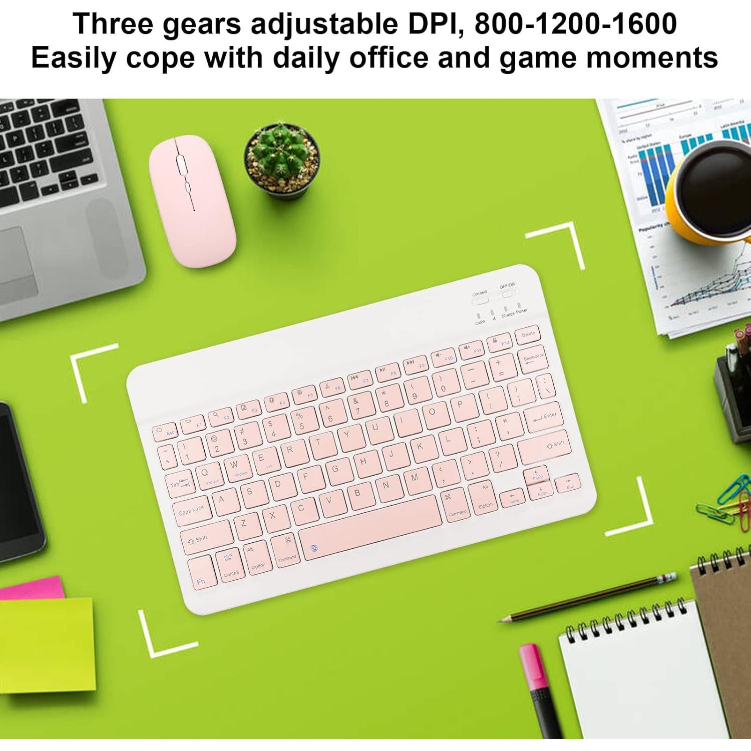 Combo Teclado y Ratón Bluetooth Wisoqu, Carga USB, 10"