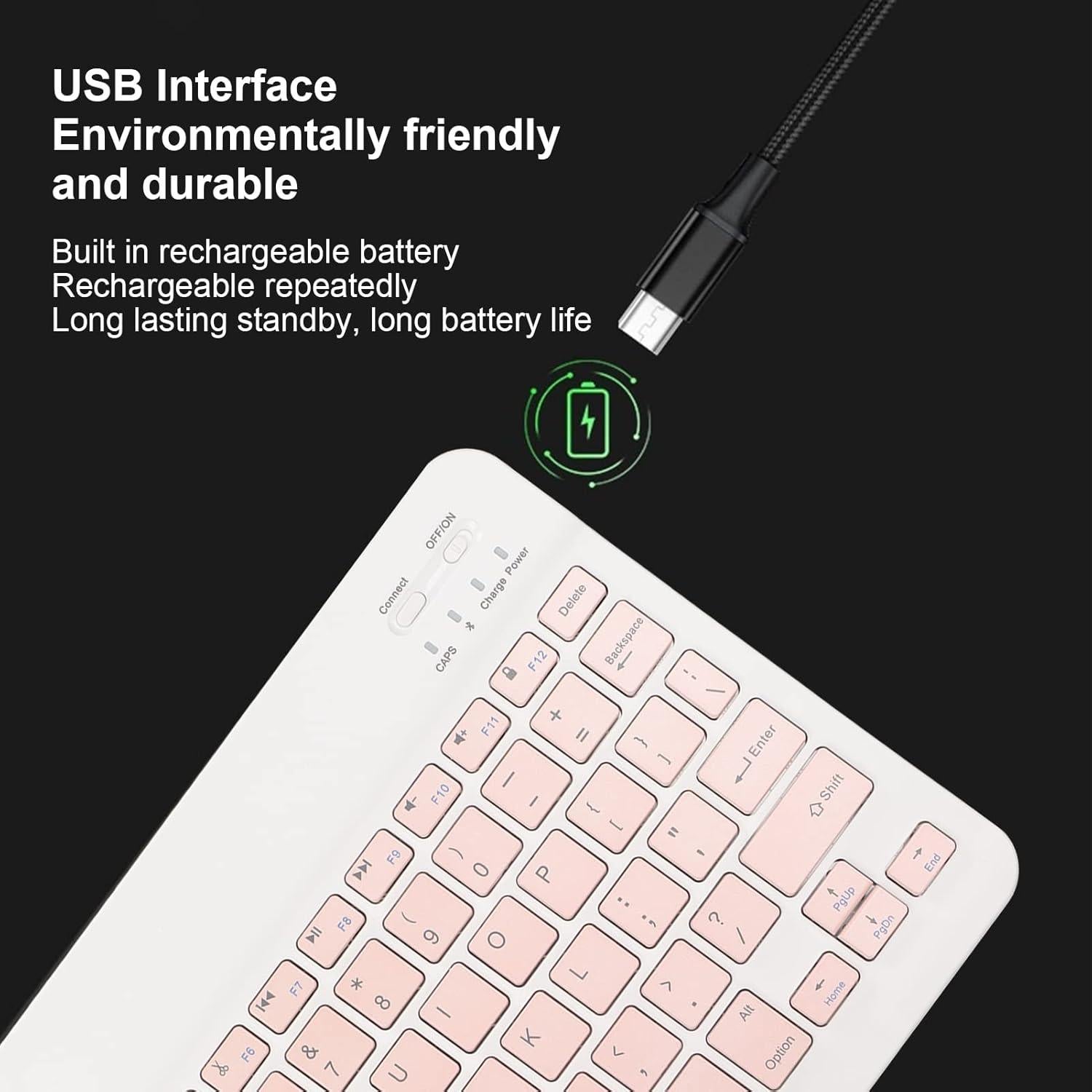 Combo Teclado y Ratón Bluetooth Wisoqu, Carga USB, 10"