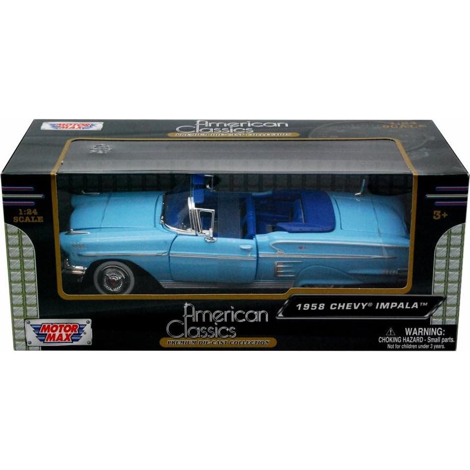 Coche Diecast 1958 Chevrolet Impala Convertible Azul - Motor Max 1/24