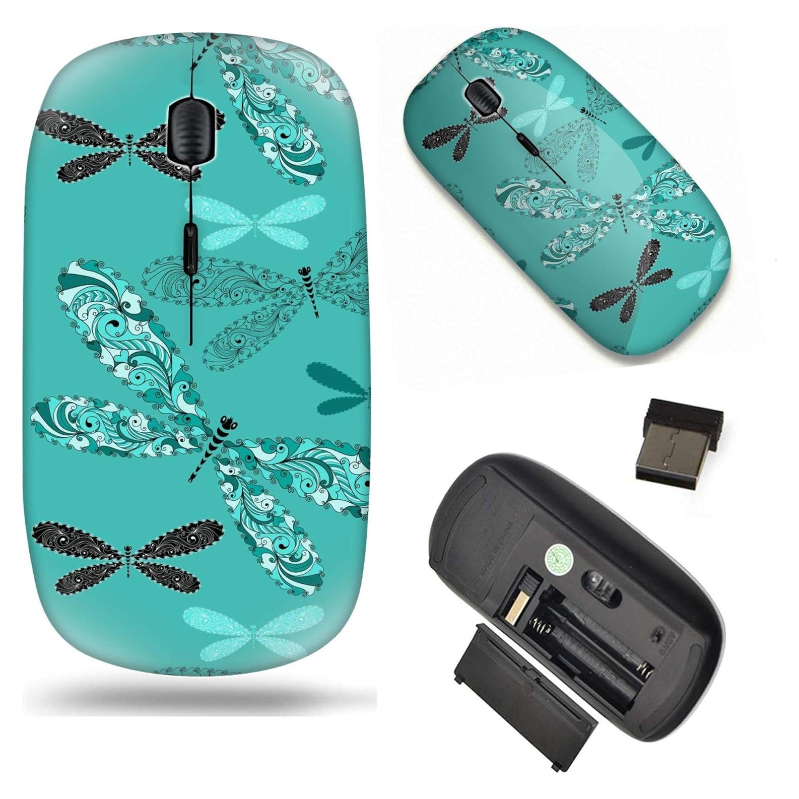 Ratón Inalámbrico 2.4G Planetar Turquesa y Negro-Blanco