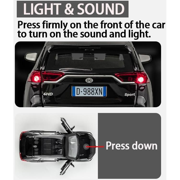 Coche de Juguete RAV4 1:32 ERBADIHAGO Negro con Luz y Sonido