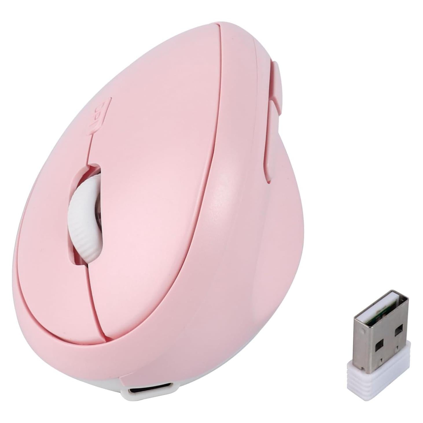 Ratón Vertical Ergonómico Inalámbrico Bluetooth Dtobhars Rosa 1600 DPI