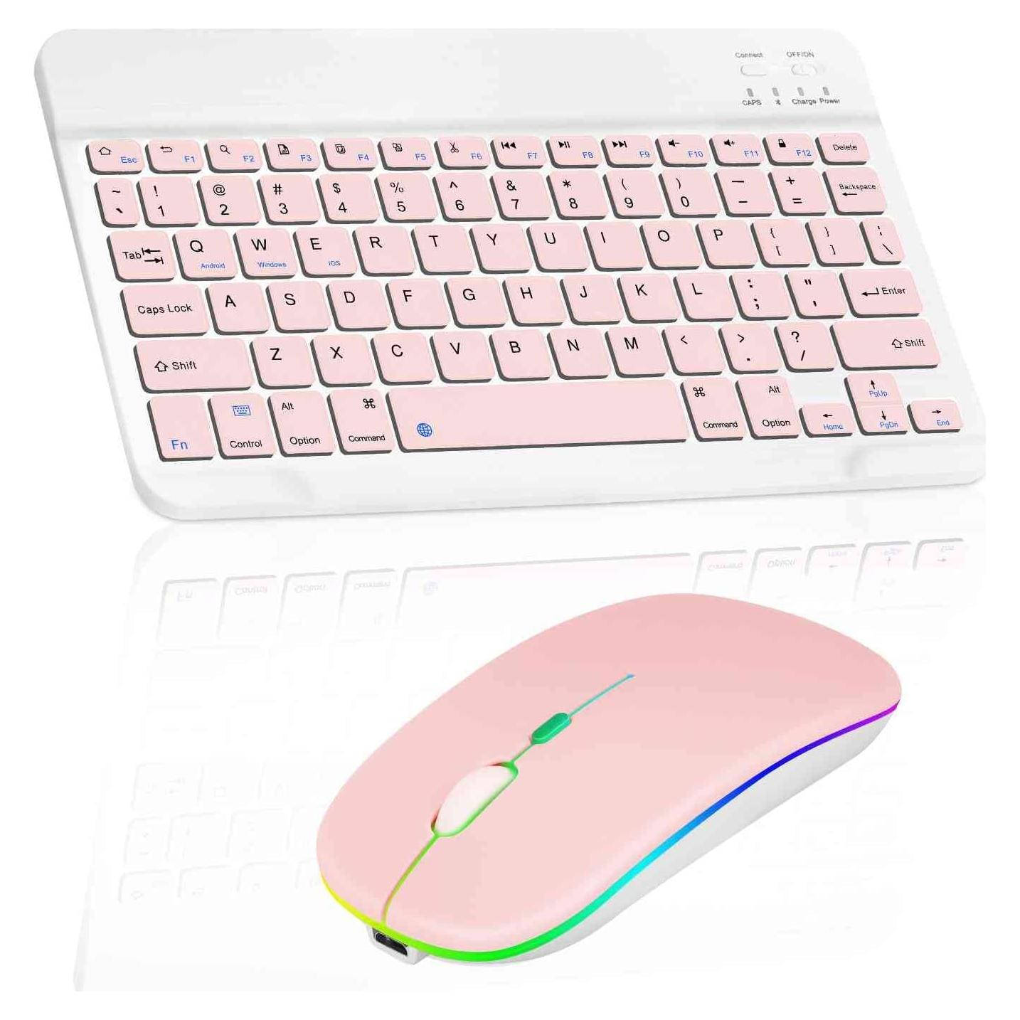 Combo Teclado y Ratón Bluetooth UrbanX KBM030 Rosa Bebé