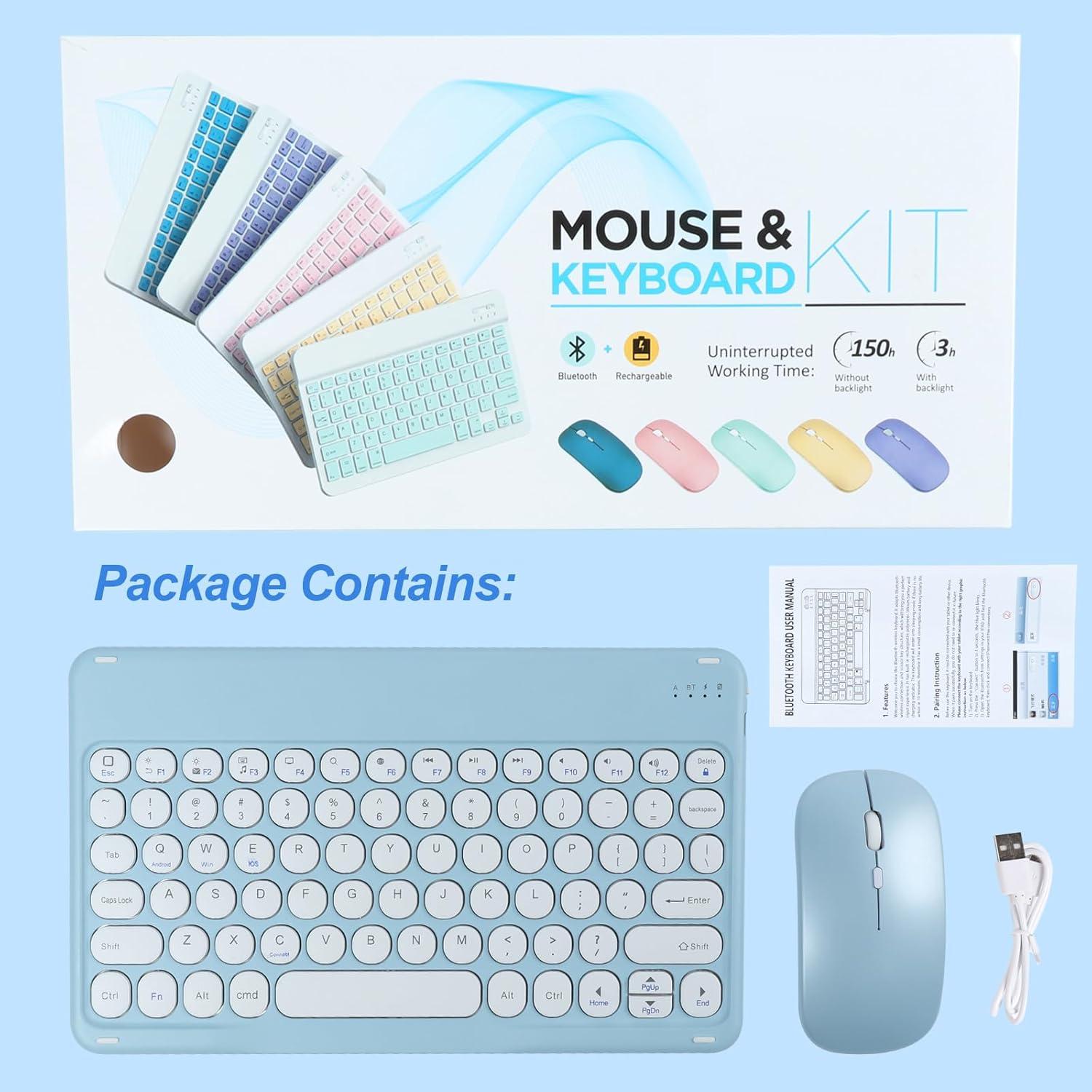 Combo Teclado y Ratón Bluetooth Recargable Thanice Azul