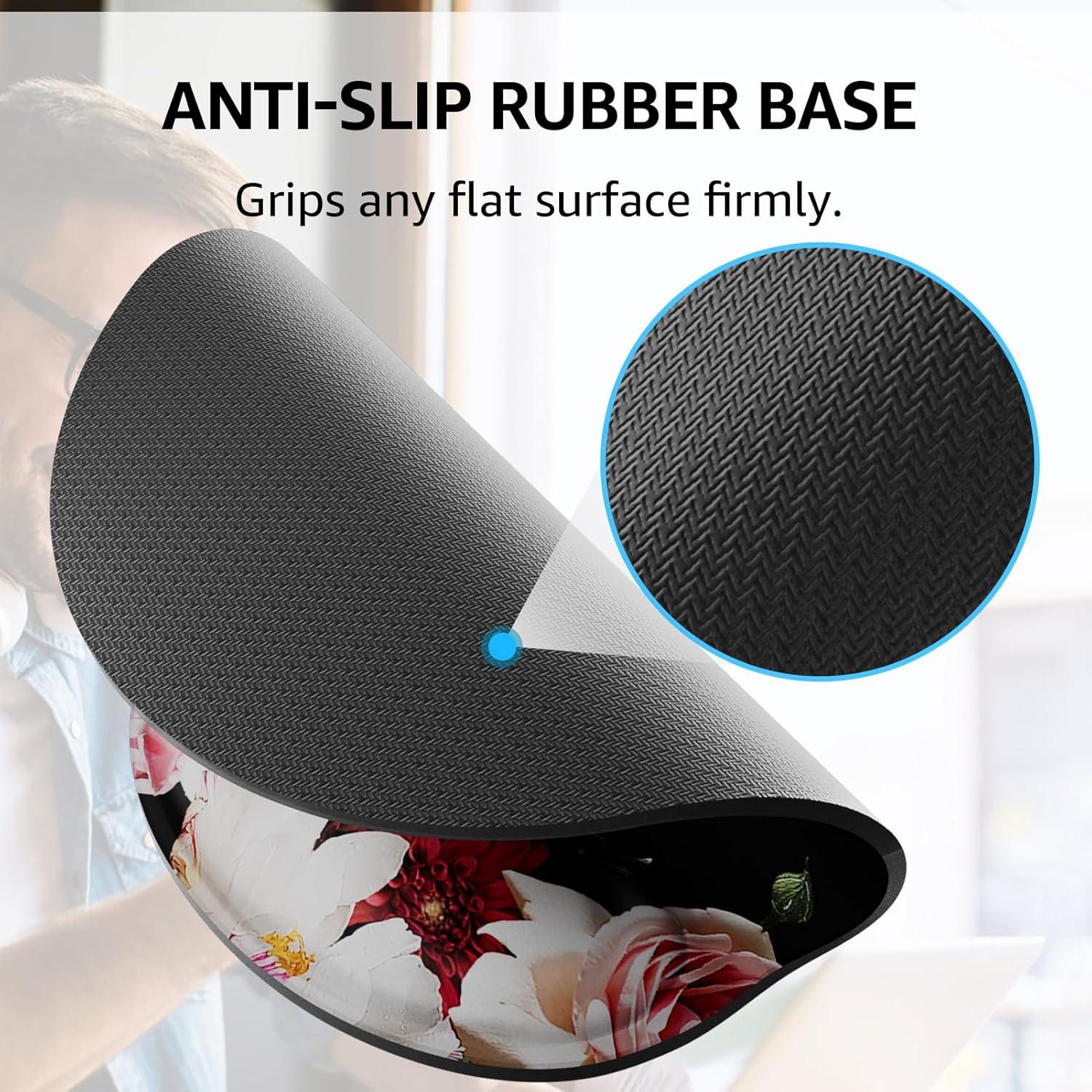 KTRIO Ergonomic Keyboard Wrist Rest, Memory Foam Mouse Pad with Wrist Rest for Computer Keyboard, Mouse Pad Set for Easy Typing & Pain Relief for Office & Home, Peony Flower