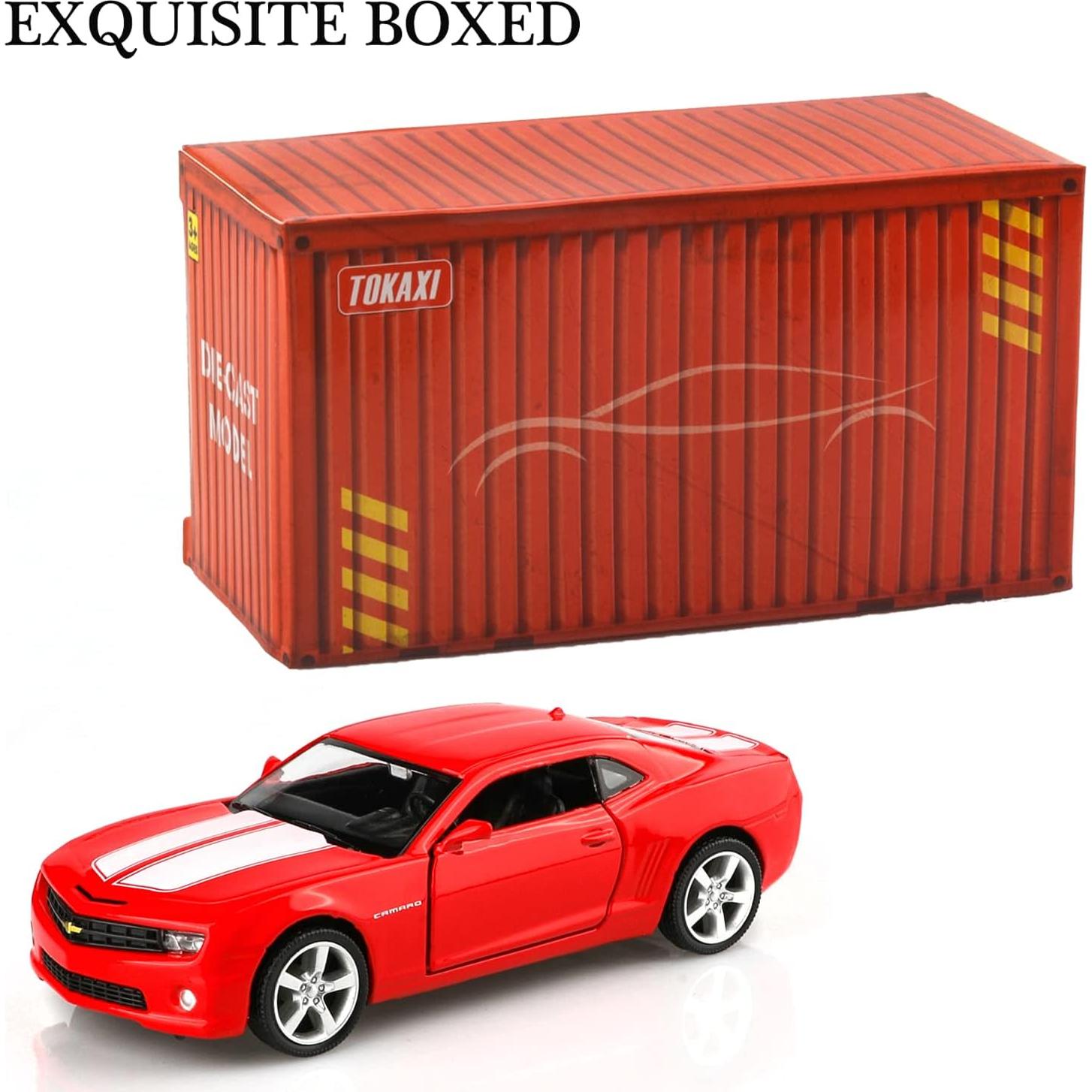 Coche de metal a escala 1/36 TOKAXI Chevy Camaro 2010 rojo