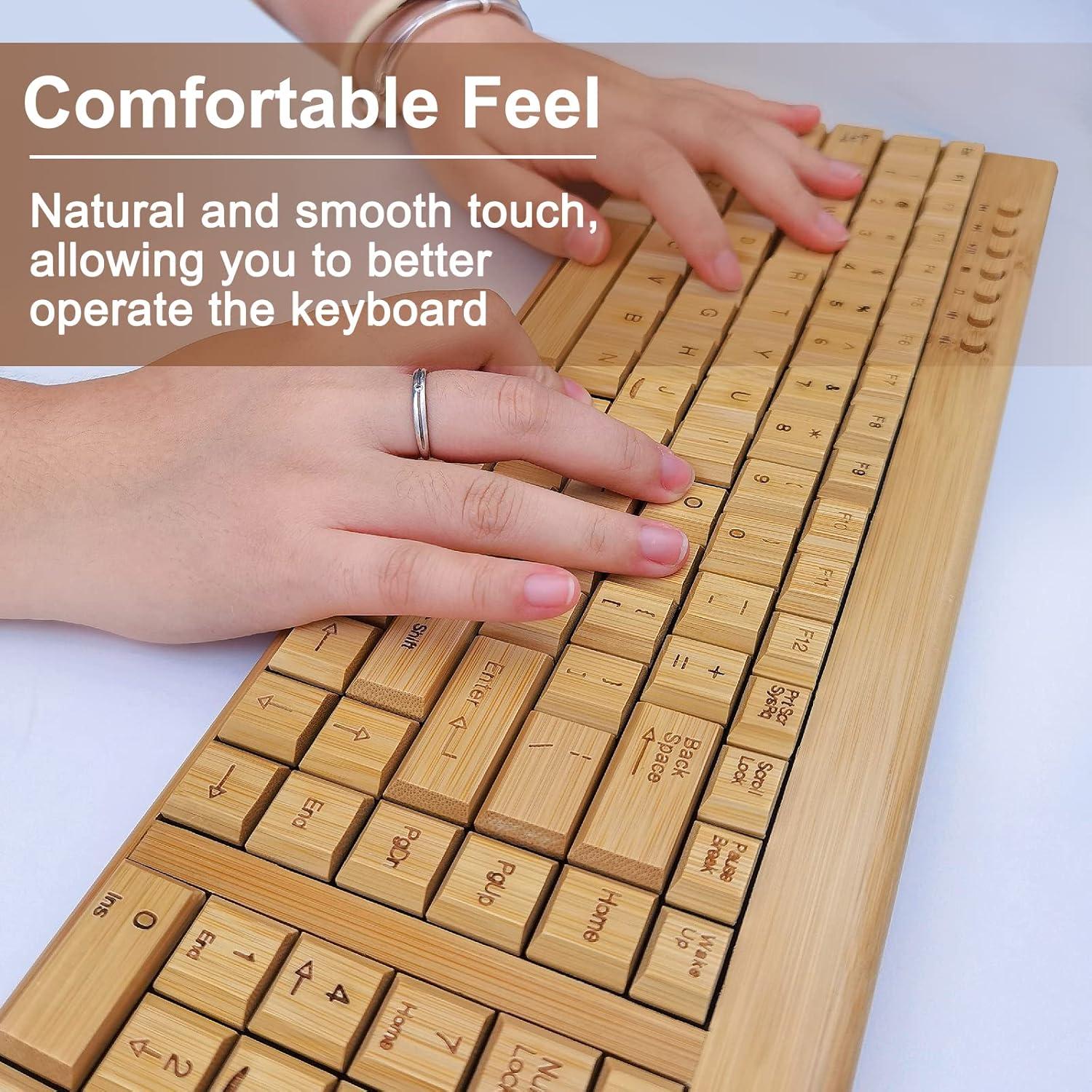 Combo Teclado y Ratón Inalámbrico Bambú Natural CLEWGEAR
