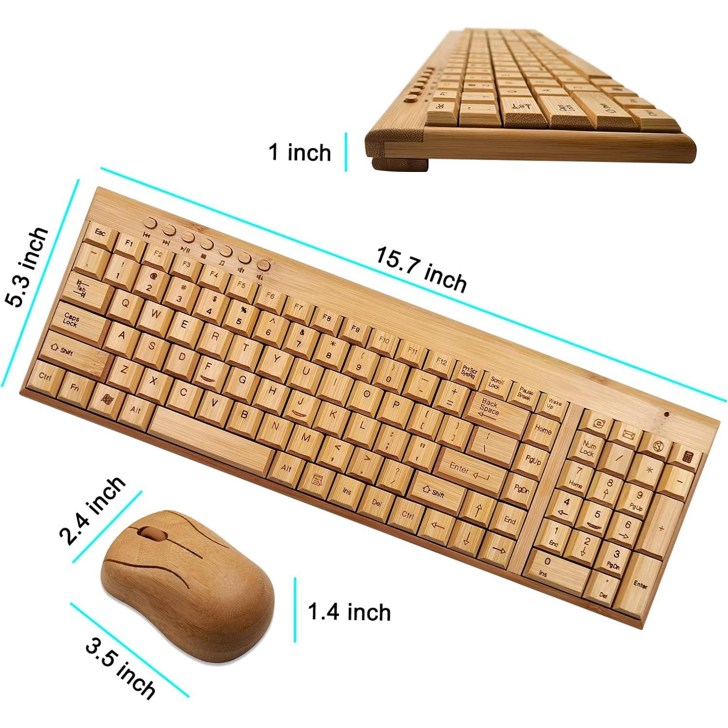 Combo Teclado y Ratón Inalámbrico Bambú Natural CLEWGEAR