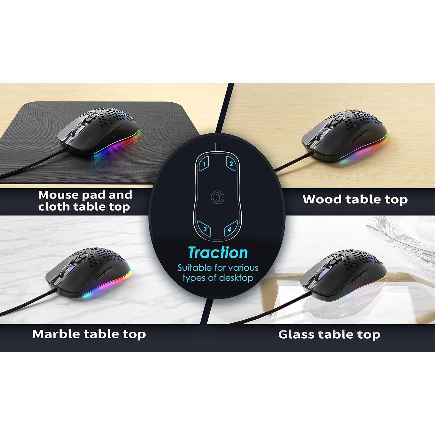 Ratón Gaming CYD C306 Ultraligero 70g RGB 7200 DPI 7 Botones