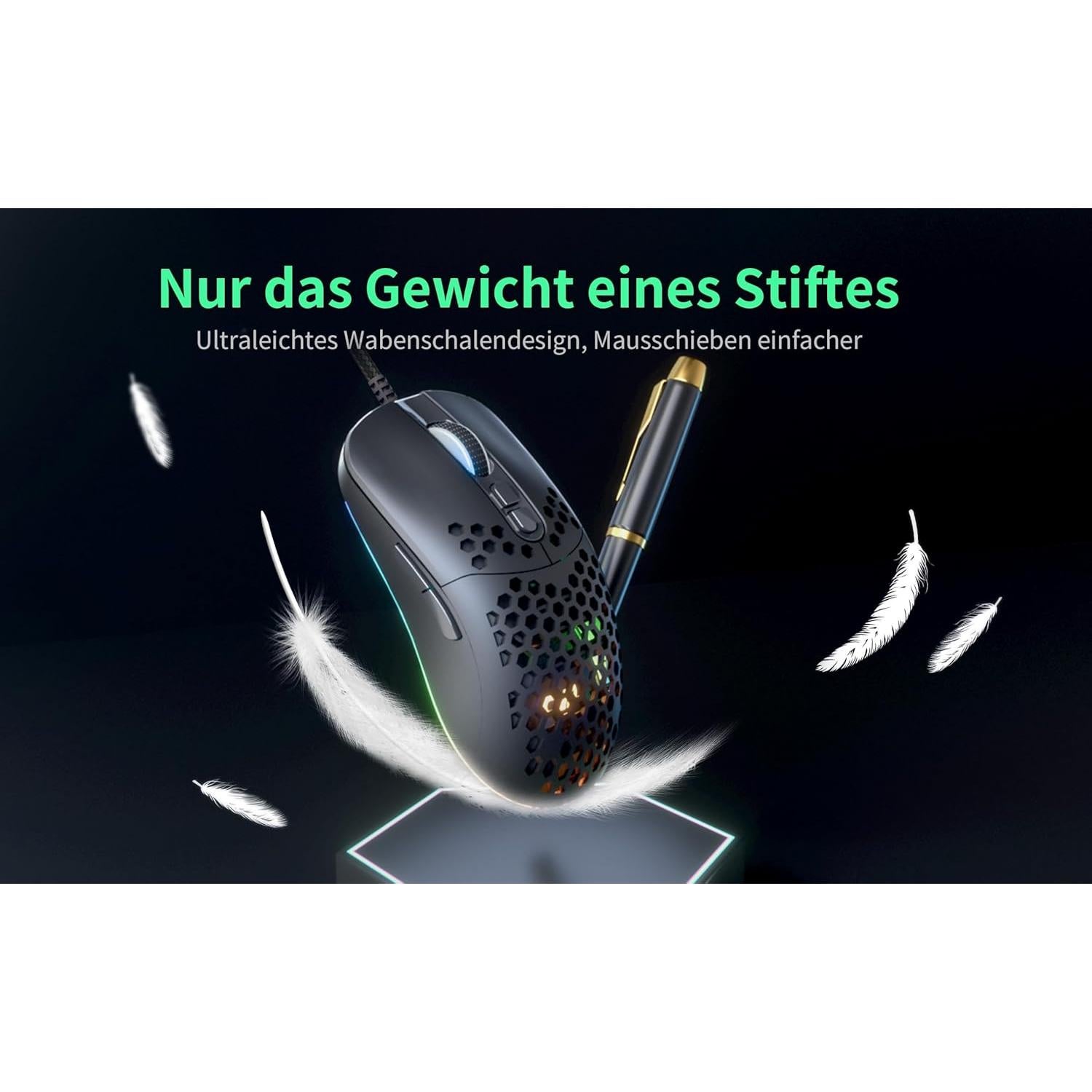 Ratón Gaming CYD C306 Ultraligero 70g RGB 7200 DPI 7 Botones