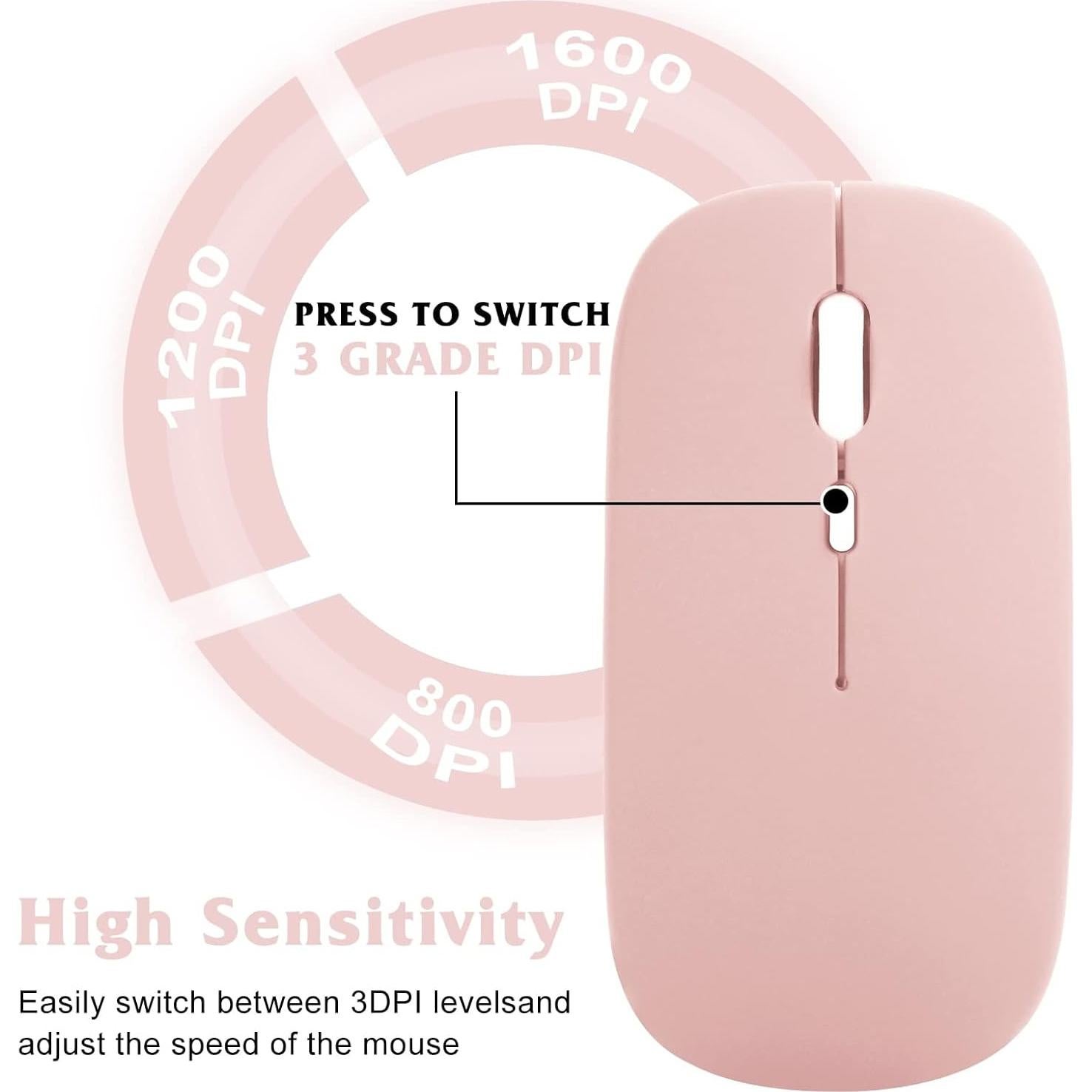 Combo Teclado y Ratón Bluetooth UrbanX KB030 Ergonómico Rosa