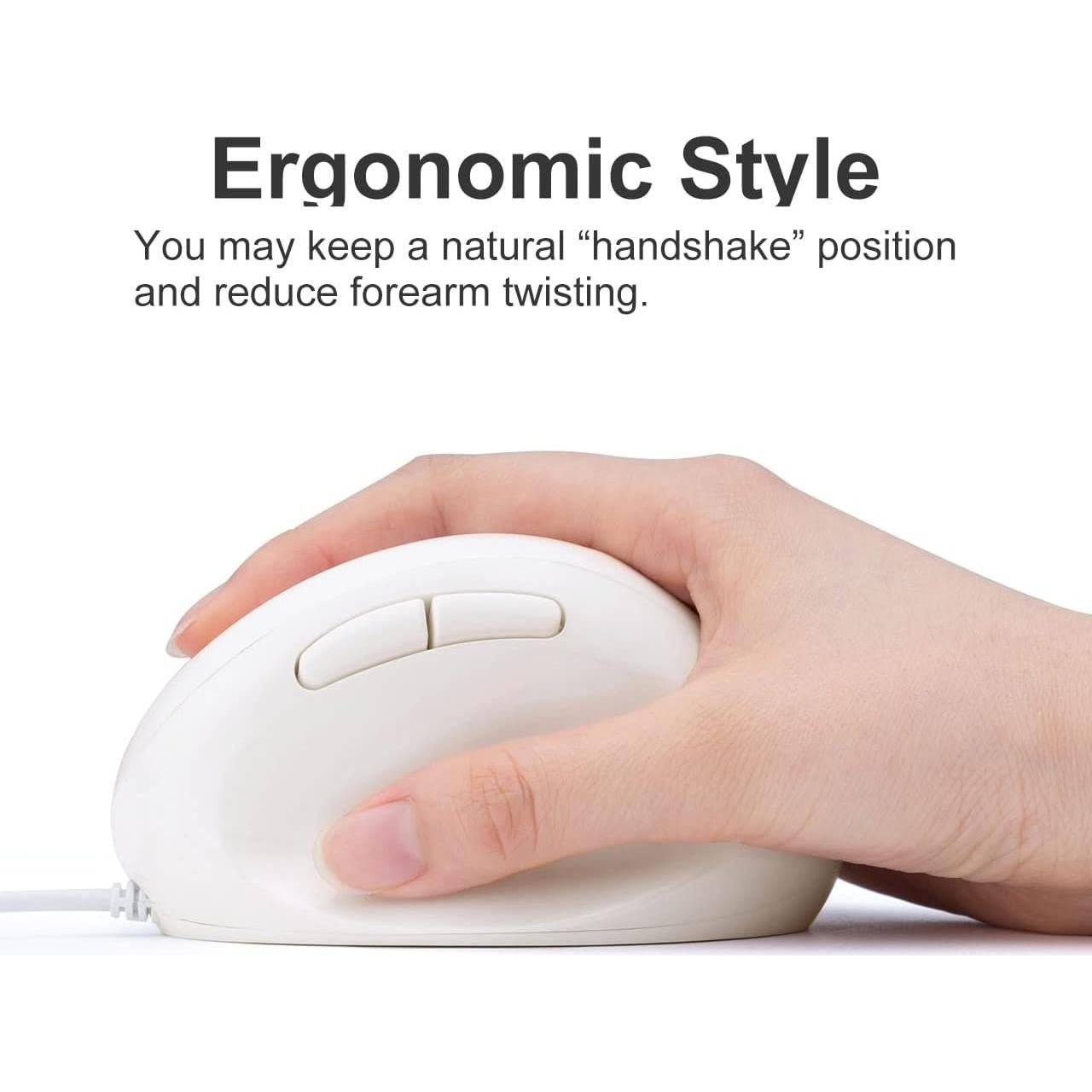 Ratón Ergonómico SANWA GMAERG16W, 1000/1600 DPI, Blanco