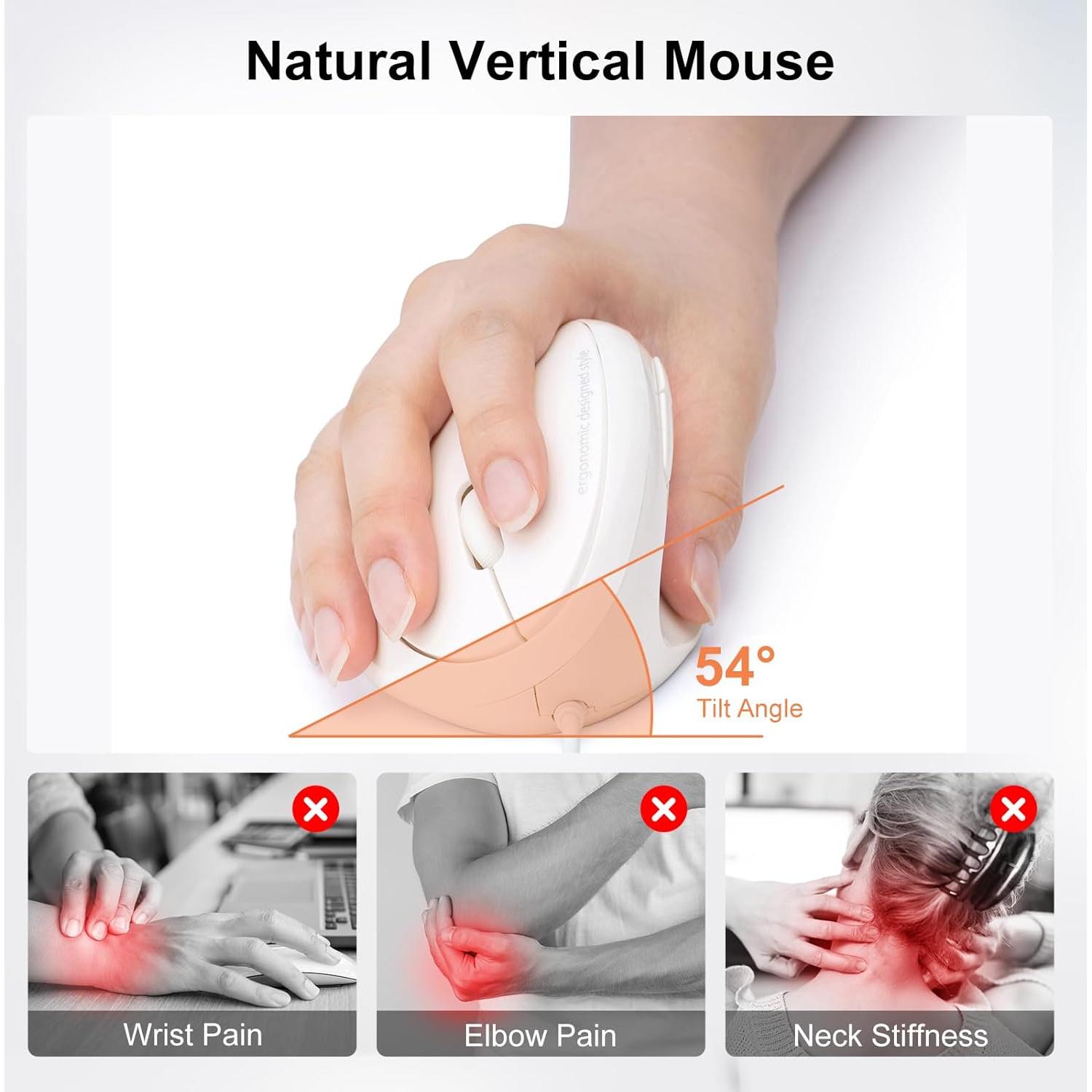 Ratón Ergonómico SANWA GMAERG16W, 1000/1600 DPI, Blanco